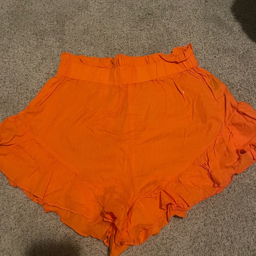 Orange Flowy Shorts
